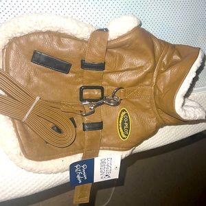 Leather harness jacket for dog